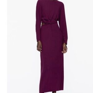 Zara Plum Long Sleeve Maxi Dress